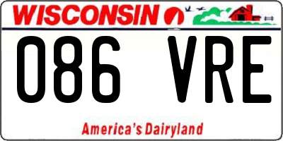 WI license plate 086VRE