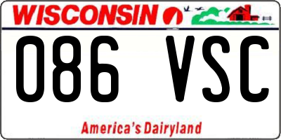 WI license plate 086VSC