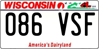 WI license plate 086VSF