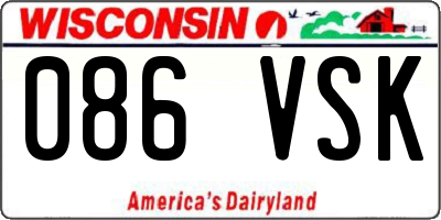 WI license plate 086VSK