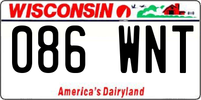 WI license plate 086WNT