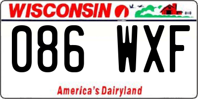 WI license plate 086WXF
