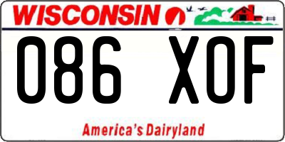 WI license plate 086XOF
