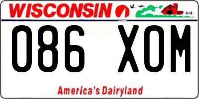 WI license plate 086XOM