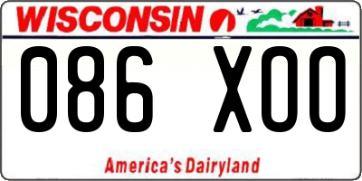 WI license plate 086XOO