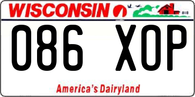 WI license plate 086XOP