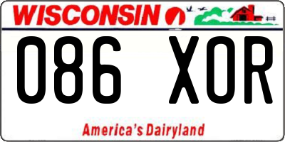 WI license plate 086XOR