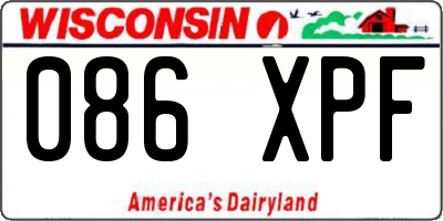 WI license plate 086XPF