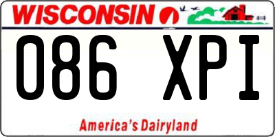 WI license plate 086XPI