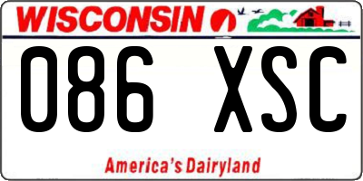 WI license plate 086XSC