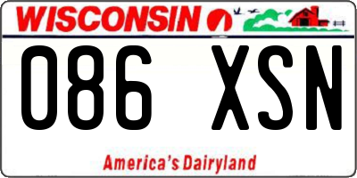 WI license plate 086XSN
