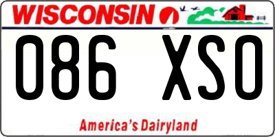 WI license plate 086XSO