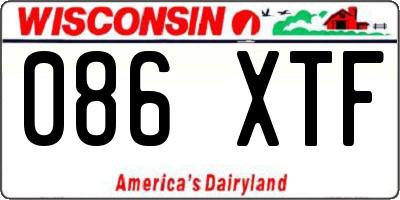 WI license plate 086XTF