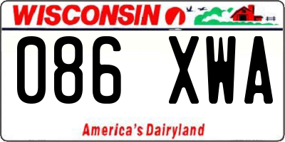 WI license plate 086XWA