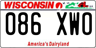 WI license plate 086XWO