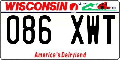 WI license plate 086XWT