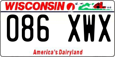 WI license plate 086XWX