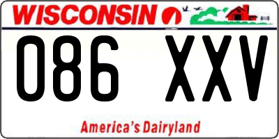 WI license plate 086XXV