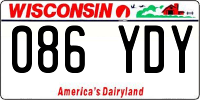 WI license plate 086YDY