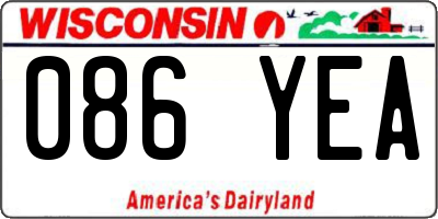 WI license plate 086YEA