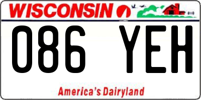 WI license plate 086YEH