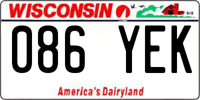 WI license plate 086YEK