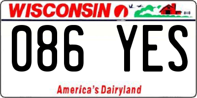 WI license plate 086YES