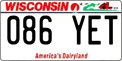 WI license plate 086YET