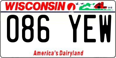 WI license plate 086YEW