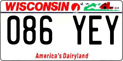 WI license plate 086YEY