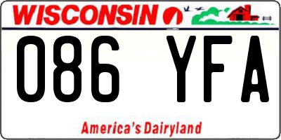 WI license plate 086YFA