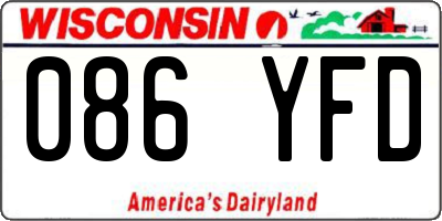 WI license plate 086YFD