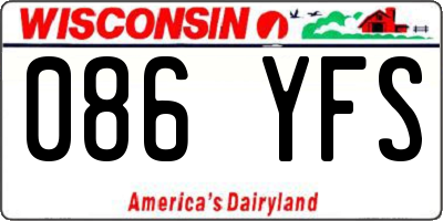 WI license plate 086YFS