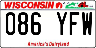 WI license plate 086YFW