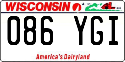WI license plate 086YGI