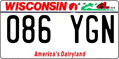 WI license plate 086YGN