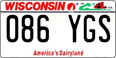 WI license plate 086YGS
