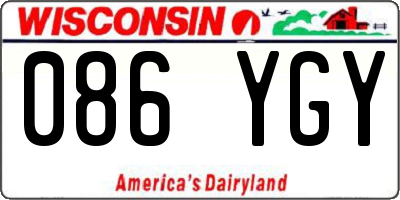 WI license plate 086YGY