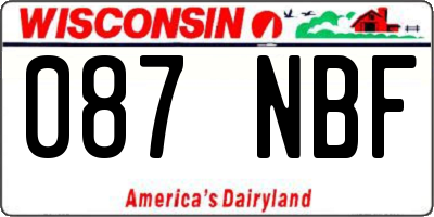 WI license plate 087NBF