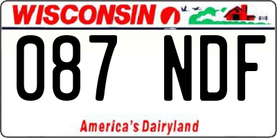 WI license plate 087NDF