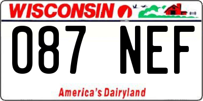 WI license plate 087NEF