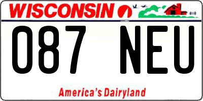 WI license plate 087NEU