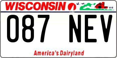 WI license plate 087NEV