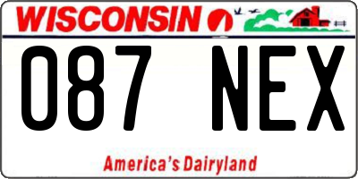 WI license plate 087NEX