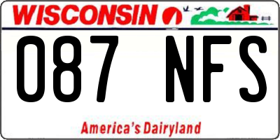 WI license plate 087NFS