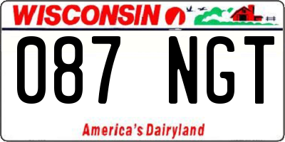 WI license plate 087NGT