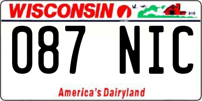 WI license plate 087NIC