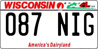 WI license plate 087NIG