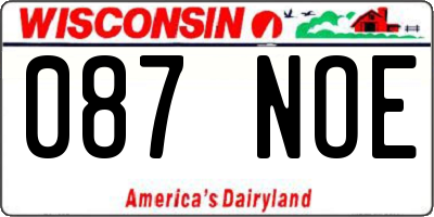 WI license plate 087NOE