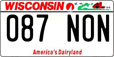 WI license plate 087NON